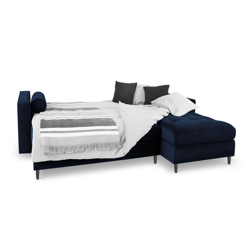 Aspen 5-Sitzer Ecksofa mit Schlaffunktion und Stauraum, Rechte Seite, aus Samt in Königsblau (Salvador 5), 240x175x96 cm von Cosmopolitan Design – Bild 2