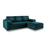 Aspen 5-Sitzer Ecksofa mit Schlaffunktion und Stauraum, Rechte Seite, aus Samt in Petrol (Salvador 06), 240x175x96 cm von Cosmopolitan Design – Bild 1