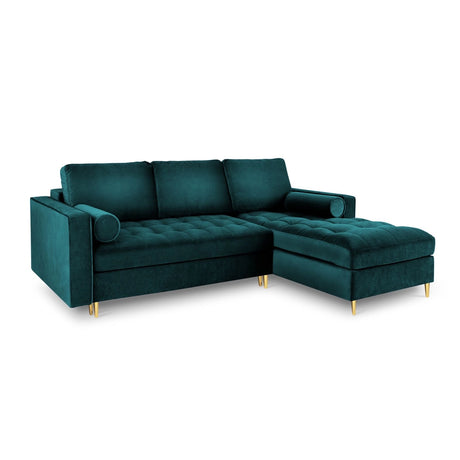 Aspen 5-Sitzer Ecksofa mit Schlaffunktion und Stauraum, Rechte Seite, aus Samt in Petrol (Salvador 06), 240x175x96 cm von Cosmopolitan Design – Bild 1