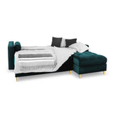 Aspen 5-Sitzer Ecksofa mit Schlaffunktion und Stauraum, Rechte Seite, aus Samt in Petrol (Salvador 06), 240x175x96 cm von Cosmopolitan Design – Bild 2