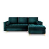 Aspen 5-Sitzer Ecksofa mit Schlaffunktion und Stauraum, Rechte Seite, aus Samt in Petrol (Salvador 06), 240x175x96 cm von Cosmopolitan Design – Bild 3