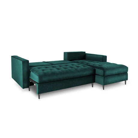 Aspen 5-Sitzer Ecksofa mit Schlaffunktion und Stauraum, Rechte Seite, aus Samt in Petrol (Salvador 06), 240x175x96 cm von Cosmopolitan Design – Bild 5