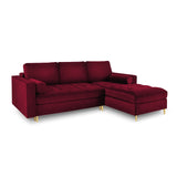Aspen 5-Sitzer Ecksofa mit Schlaffunktion und Stauraum, Rechte Seite, aus Samt in Rot (Salvador 13), 240x175x96 cm von Cosmopolitan Design – Bild 1