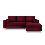 Aspen 5-Sitzer Ecksofa mit Schlaffunktion und Stauraum, Rechte Seite, aus Samt in Rot (Salvador 13), 240x175x96 cm von Cosmopolitan Design – Bild 3