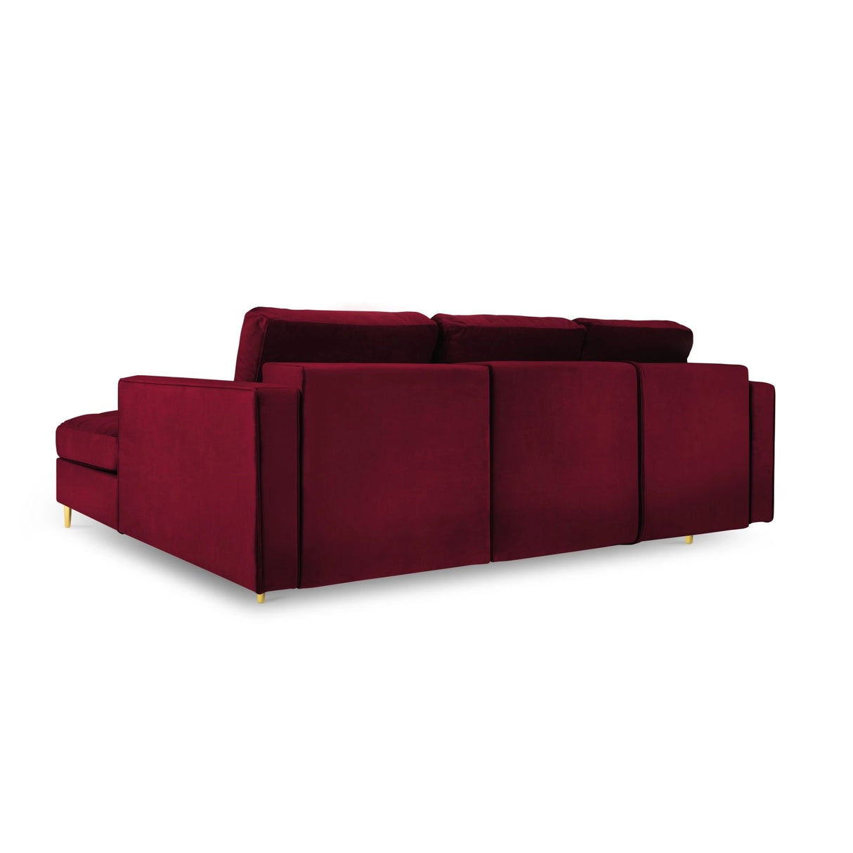 Aspen 5-Sitzer Ecksofa mit Schlaffunktion und Stauraum, Rechte Seite, aus Samt in Rot (Salvador 13), 240x175x96 cm von Cosmopolitan Design – Bild 4