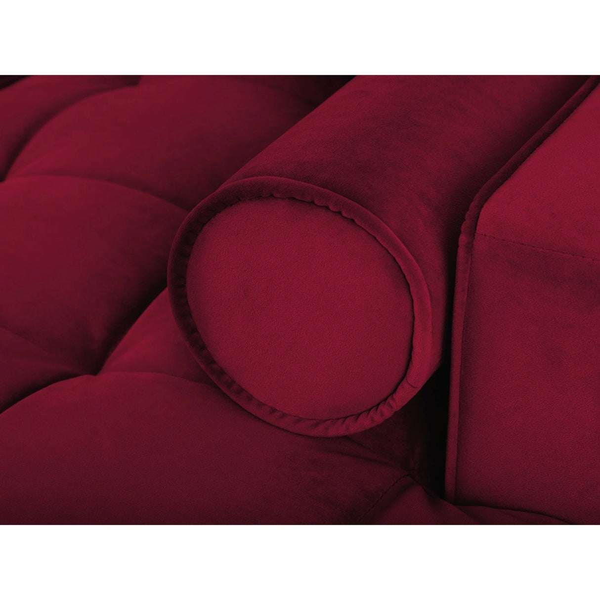 Aspen 5-Sitzer Ecksofa mit Schlaffunktion und Stauraum, Rechte Seite, aus Samt in Rot (Salvador 13), 240x175x96 cm von Cosmopolitan Design – Bild 6