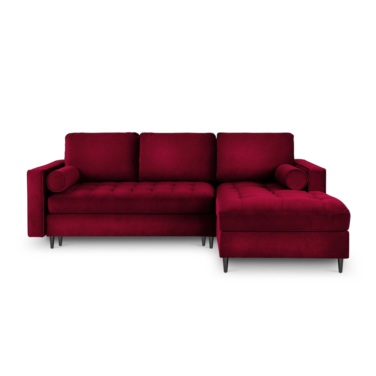 Aspen 5-Sitzer Ecksofa mit Schlaffunktion und Stauraum, Rechte Seite, aus Samt in Rot (Salvador 13), 240x175x96 cm von Cosmopolitan Design – Bild 3