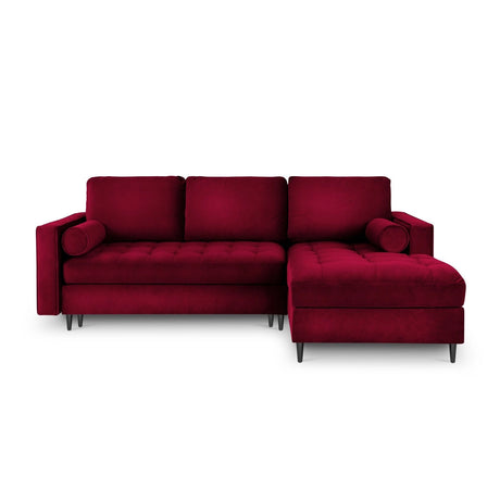 Aspen 5-Sitzer Ecksofa mit Schlaffunktion und Stauraum, Rechte Seite, aus Samt in Rot (Salvador 13), 240x175x96 cm von Cosmopolitan Design – Bild 3