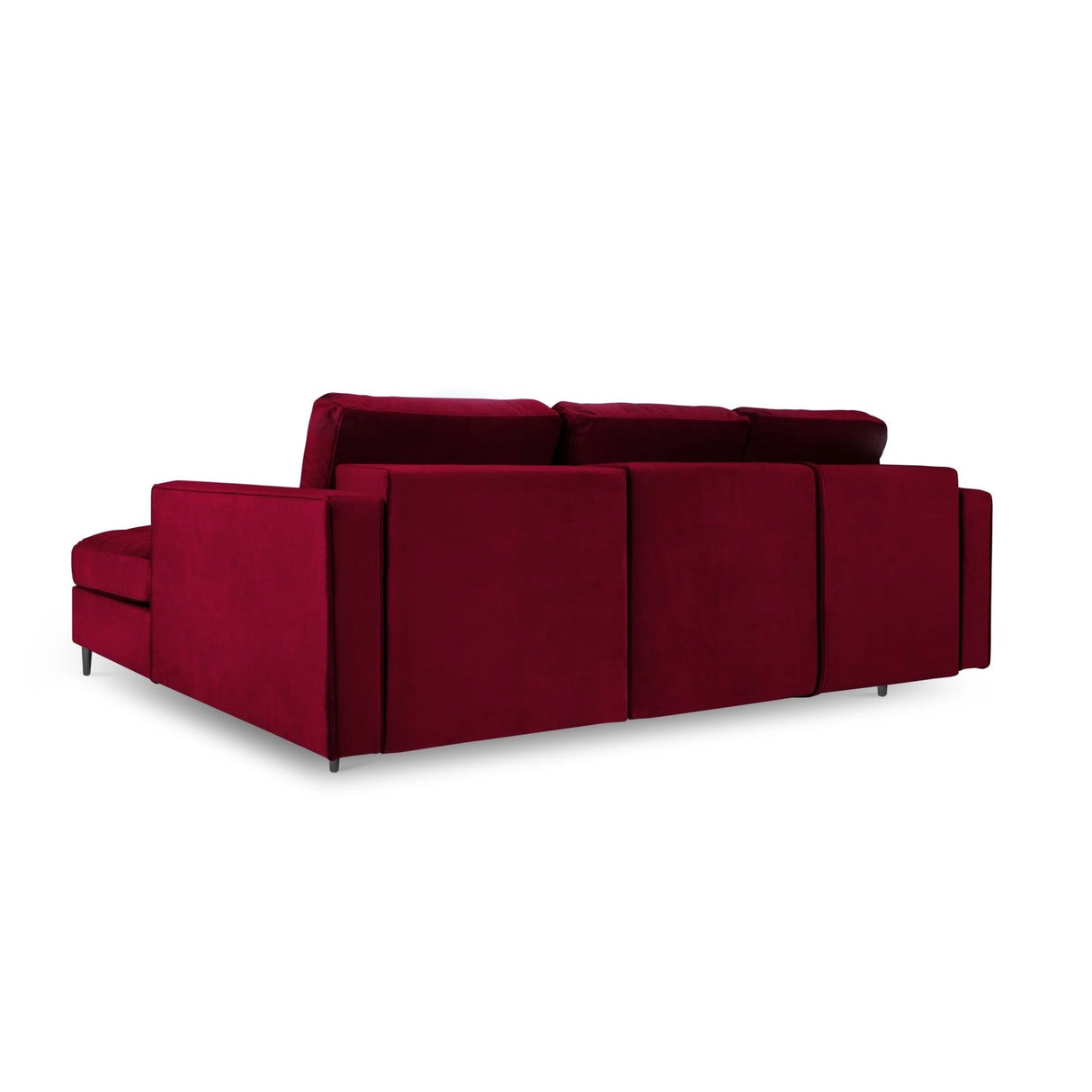 Aspen 5-Sitzer Ecksofa mit Schlaffunktion und Stauraum, Rechte Seite, aus Samt in Rot (Salvador 13), 240x175x96 cm von Cosmopolitan Design – Bild 4