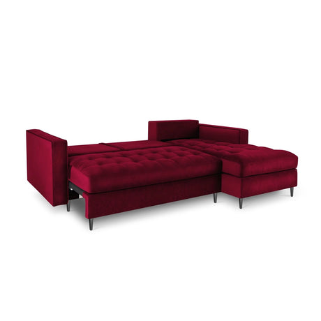 Aspen 5-Sitzer Ecksofa mit Schlaffunktion und Stauraum, Rechte Seite, aus Samt in Rot (Salvador 13), 240x175x96 cm von Cosmopolitan Design – Bild 5
