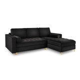 Aspen 5-Sitzer Ecksofa mit Schlaffunktion und Stauraum, Rechte Seite, aus Samt in Schwarz (Salvador 19), 240x175x96 cm von Cosmopolitan Design – Bild 1