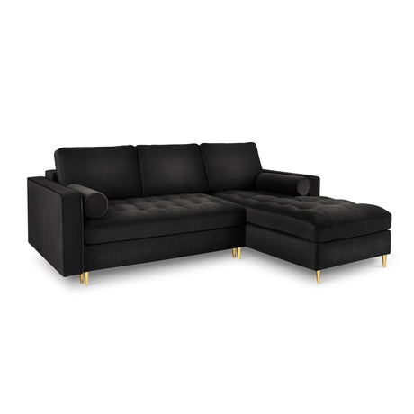 Aspen 5-Sitzer Ecksofa mit Schlaffunktion und Stauraum, Rechte Seite, aus Samt in Schwarz (Salvador 19), 240x175x96 cm von Cosmopolitan Design – Bild 1