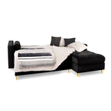 Aspen 5-Sitzer Ecksofa mit Schlaffunktion und Stauraum, Rechte Seite, aus Samt in Schwarz (Salvador 19), 240x175x96 cm von Cosmopolitan Design – Bild 2