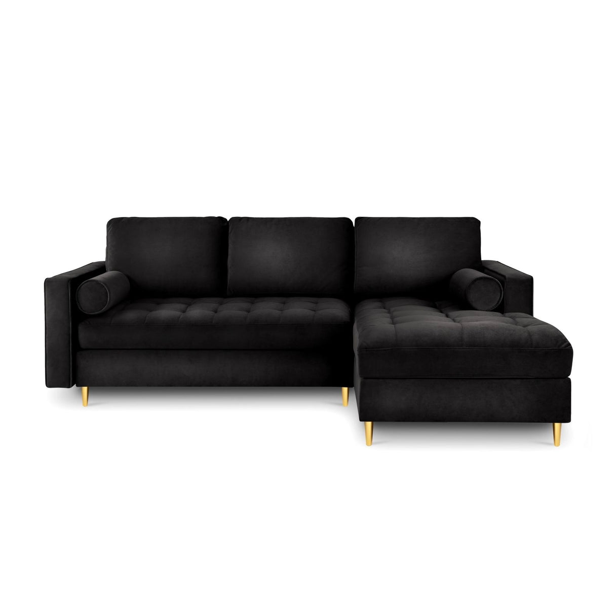 Aspen 5-Sitzer Ecksofa mit Schlaffunktion und Stauraum, Rechte Seite, aus Samt in Schwarz (Salvador 19), 240x175x96 cm von Cosmopolitan Design – Bild 3