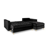 Aspen 5-Sitzer Ecksofa mit Schlaffunktion und Stauraum, Rechte Seite, aus Samt in Schwarz (Salvador 19), 240x175x96 cm von Cosmopolitan Design – Bild 5
