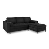 Aspen 5-Sitzer Ecksofa mit Schlaffunktion und Stauraum, Rechte Seite, aus Samt in Schwarz (Salvador 19), 240x175x96 cm von Cosmopolitan Design – Bild 1