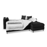 Aspen 5-Sitzer Ecksofa mit Schlaffunktion und Stauraum, Rechte Seite, aus Samt in Schwarz (Salvador 19), 240x175x96 cm von Cosmopolitan Design – Bild 2