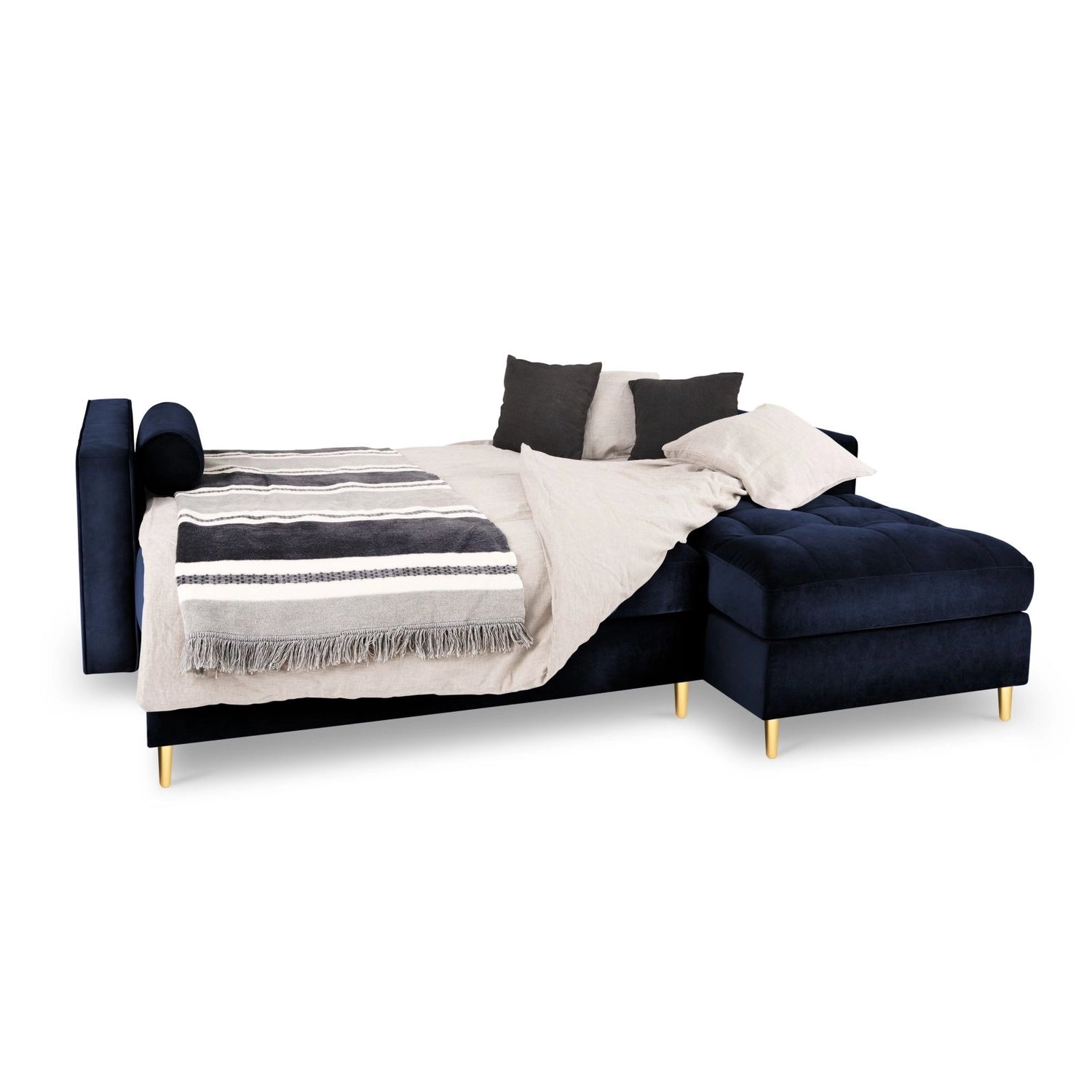 Aspen 5-Sitzer Ecksofa mit Schlaffunktion und Stauraum, Rechte Seite, aus Samt oder Strukturstoff, 240x175x96 cm von Cosmopolitan Design – Bild 2