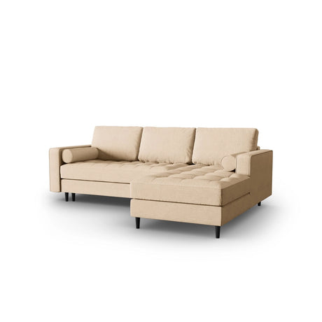Aspen 5-Sitzer Ecksofa mit Schlaffunktion und Stauraum, Rechte Seite, aus Strukturierter Stoff in Beige (Melva 06), 240x175x96 cm von Cosmopolitan Design – Bild 2