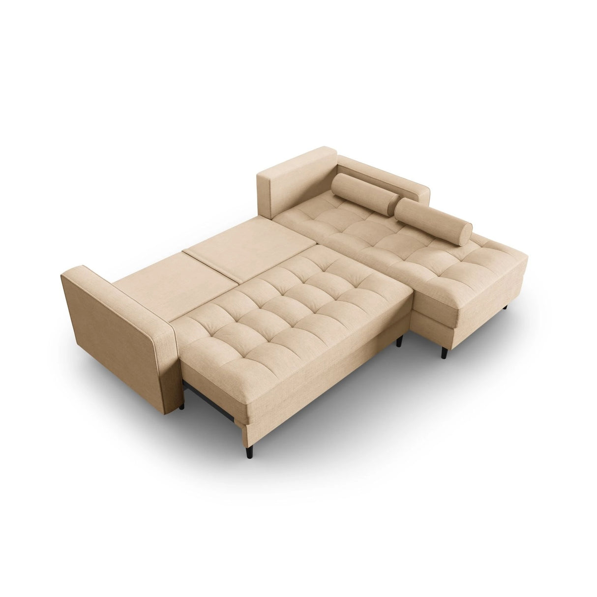 Aspen 5-Sitzer Ecksofa mit Schlaffunktion und Stauraum, Rechte Seite, aus Strukturierter Stoff in Beige (Melva 06), 240x175x96 cm von Cosmopolitan Design – Bild 5
