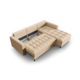 Aspen 5-Sitzer Ecksofa mit Schlaffunktion und Stauraum, Rechte Seite, aus Strukturierter Stoff in Beige (Melva 06), 240x175x96 cm von Cosmopolitan Design – Bild 6