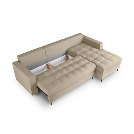 Aspen 5-Sitzer Ecksofa mit Schlaffunktion und Stauraum, Rechte Seite, aus Strukturierter Stoff in Beige (Positano 08), 240x175x96 cm von Cosmopolitan Design – Bild 5