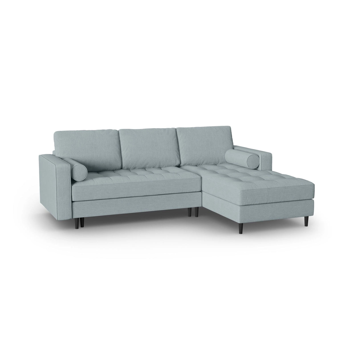 Aspen 5-Sitzer Ecksofa mit Schlaffunktion und Stauraum, Rechte Seite, aus Strukturierter Stoff in Blau (Melva 72), 240x175x96 cm von Cosmopolitan Design – Bild 3