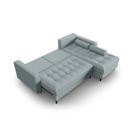 Aspen 5-Sitzer Ecksofa mit Schlaffunktion und Stauraum, Rechte Seite, aus Strukturierter Stoff in Blau (Melva 72), 240x175x96 cm von Cosmopolitan Design – Bild 5