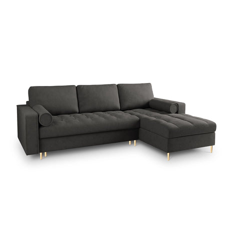 Aspen 5-Sitzer Ecksofa mit Schlaffunktion und Stauraum, Rechte Seite, aus Strukturierter Stoff in Dunkelgrau (Positano 95), 240x175x96 cm von Cosmopolitan Design – Bild 1