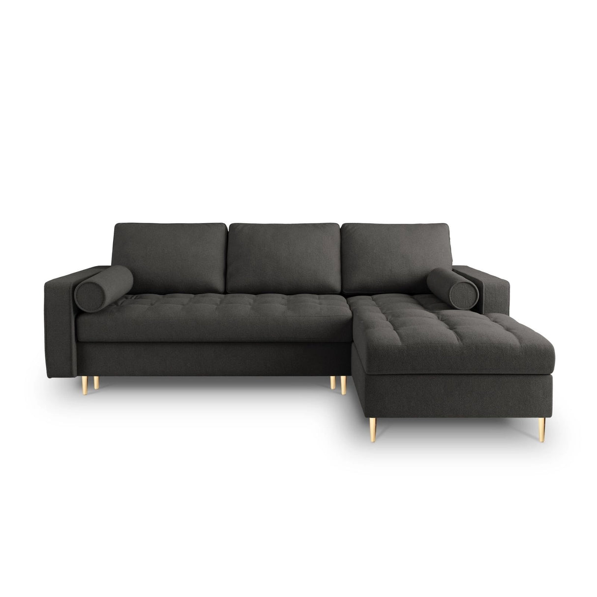 Aspen 5-Sitzer Ecksofa mit Schlaffunktion und Stauraum, Rechte Seite, aus Strukturierter Stoff in Dunkelgrau (Positano 95), 240x175x96 cm von Cosmopolitan Design – Bild 2