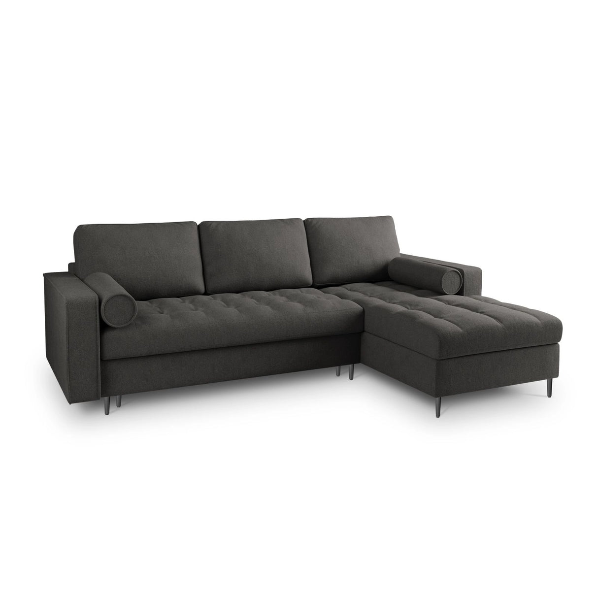 Aspen 5-Sitzer Ecksofa mit Schlaffunktion und Stauraum, Rechte Seite, aus Strukturierter Stoff in Dunkelgrau (Positano 95), 240x175x96 cm von Cosmopolitan Design – Bild 1