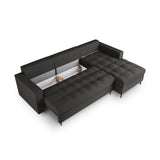 Aspen 5-Sitzer Ecksofa mit Schlaffunktion und Stauraum, Rechte Seite, aus Strukturierter Stoff in Dunkelgrau (Positano 95), 240x175x96 cm von Cosmopolitan Design – Bild 5