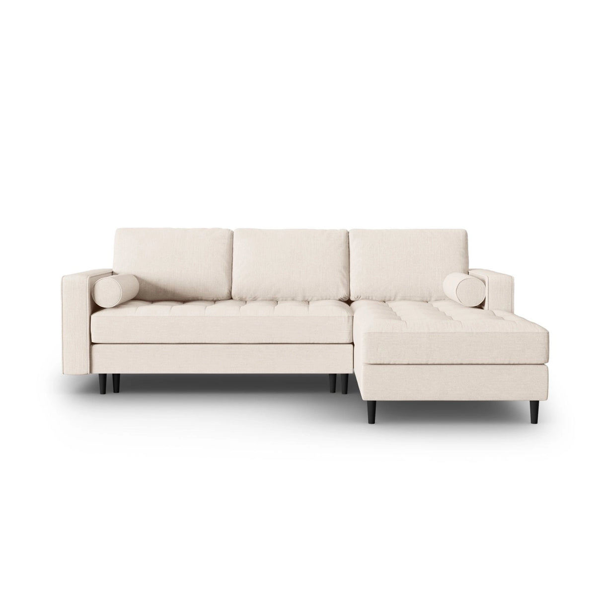 Aspen 5-Sitzer Ecksofa mit Schlaffunktion und Stauraum, Rechte Seite, aus Strukturierter Stoff in Hellbeige (Melva 02), 240x175x96 cm von Cosmopolitan Design – Bild 1