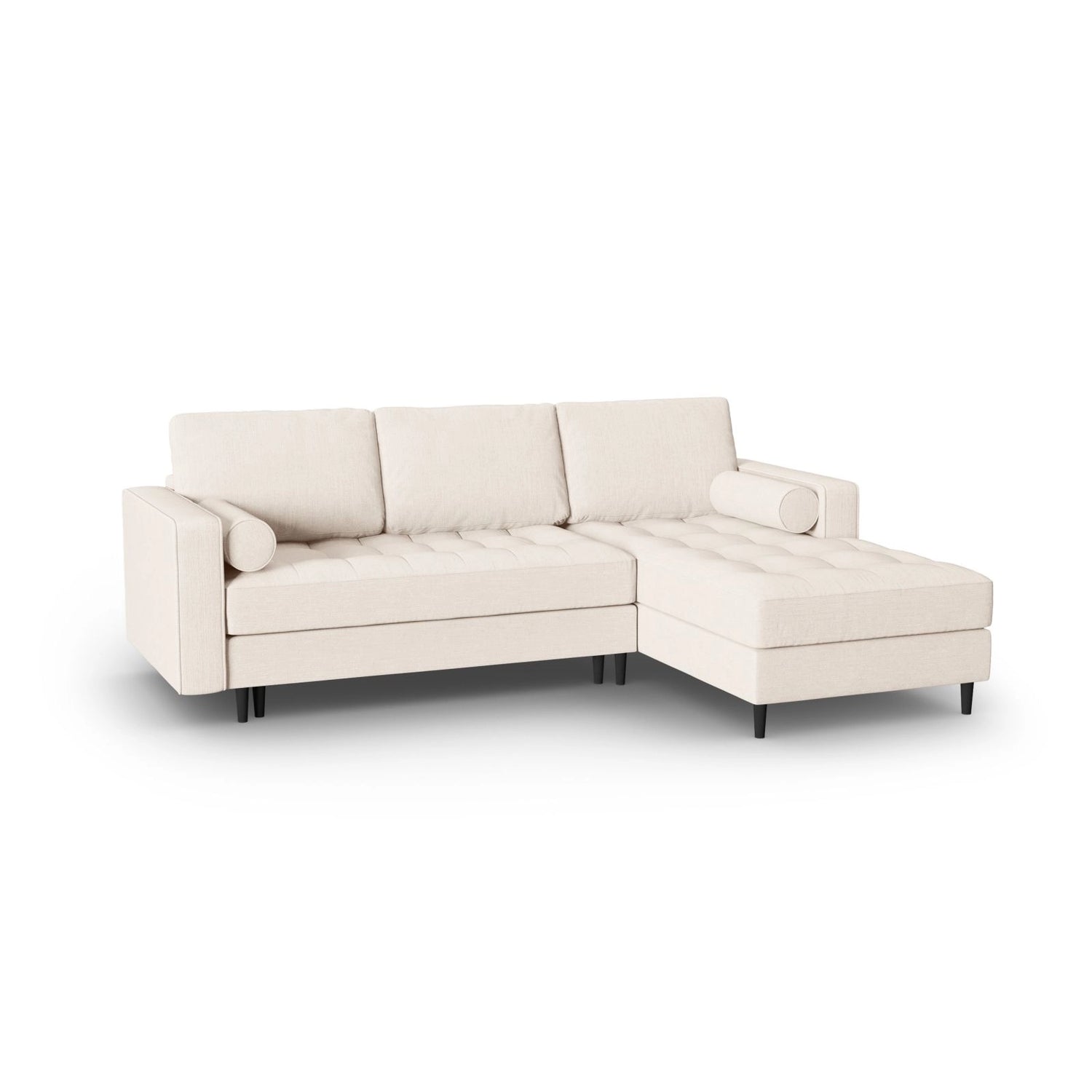Aspen 5-Sitzer Ecksofa mit Schlaffunktion und Stauraum, Rechte Seite, aus Strukturierter Stoff in Hellbeige (Melva 02), 240x175x96 cm von Cosmopolitan Design – Bild 3