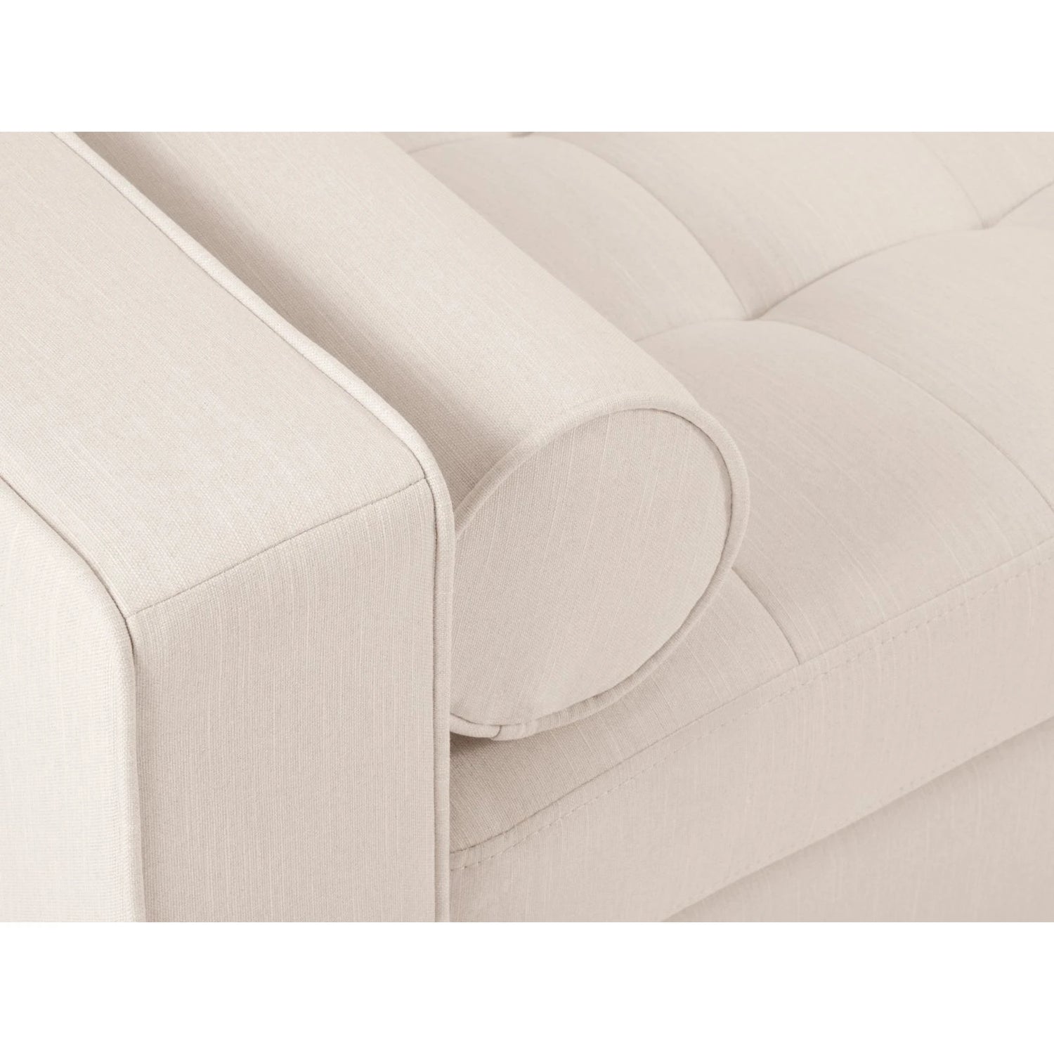 Aspen 5-Sitzer Ecksofa mit Schlaffunktion und Stauraum, Rechte Seite, aus Strukturierter Stoff in Hellbeige (Melva 02), 240x175x96 cm von Cosmopolitan Design – Bild 8