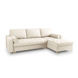 Aspen 5-Sitzer Ecksofa mit Schlaffunktion und Stauraum, Rechte Seite, aus Strukturierter Stoff in Hellbeige (Positano 02), 240x175x96 cm von Cosmopolitan Design – Bild 1