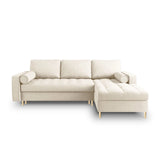 Aspen 5-Sitzer Ecksofa mit Schlaffunktion und Stauraum, Rechte Seite, aus Strukturierter Stoff in Hellbeige (Positano 02), 240x175x96 cm von Cosmopolitan Design – Bild 2