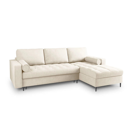Aspen 5-Sitzer Ecksofa mit Schlaffunktion und Stauraum, Rechte Seite, aus Strukturierter Stoff in Hellbeige (Positano 02), 240x175x96 cm von Cosmopolitan Design – Bild 1