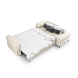Aspen 5-Sitzer Ecksofa mit Schlaffunktion und Stauraum, Rechte Seite, aus Strukturierter Stoff in Hellbeige (Positano 02), 240x175x96 cm von Cosmopolitan Design – Bild 4