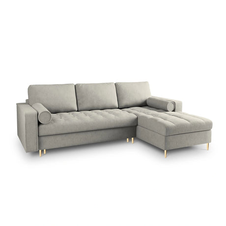 Aspen 5-Sitzer Ecksofa mit Schlaffunktion und Stauraum, Rechte Seite, aus Strukturierter Stoff in Hellgrau (Positano 83), 240x175x96 cm von Cosmopolitan Design – Bild 1