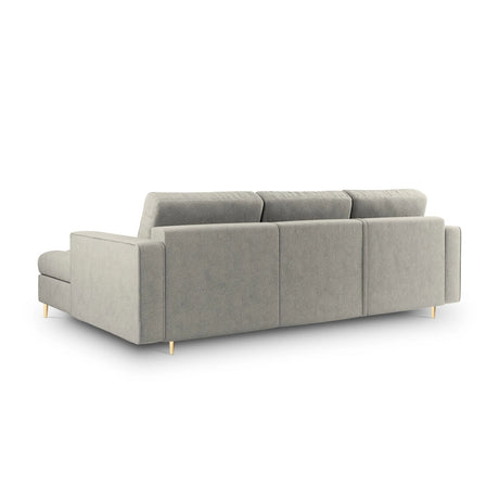 Aspen 5-Sitzer Ecksofa mit Schlaffunktion und Stauraum, Rechte Seite, aus Strukturierter Stoff in Hellgrau (Positano 83), 240x175x96 cm von Cosmopolitan Design – Bild 3