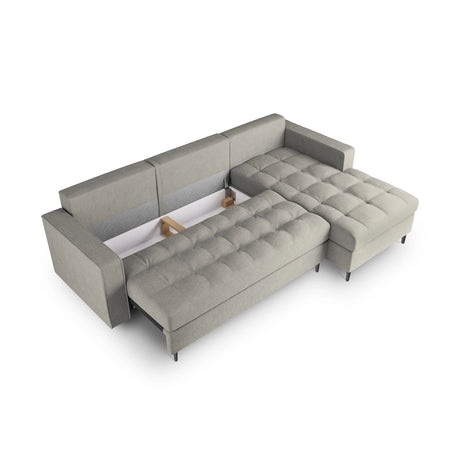 Aspen 5-Sitzer Ecksofa mit Schlaffunktion und Stauraum, Rechte Seite, aus Strukturierter Stoff in Hellgrau (Positano 83), 240x175x96 cm von Cosmopolitan Design – Bild 5