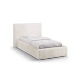 Asti Bett mit Kopfteil und Stauraum, aus Chenille (PeHa02) in Leichtes Beige, 90x200 cm von Cosmopolitan Design – Bild 1