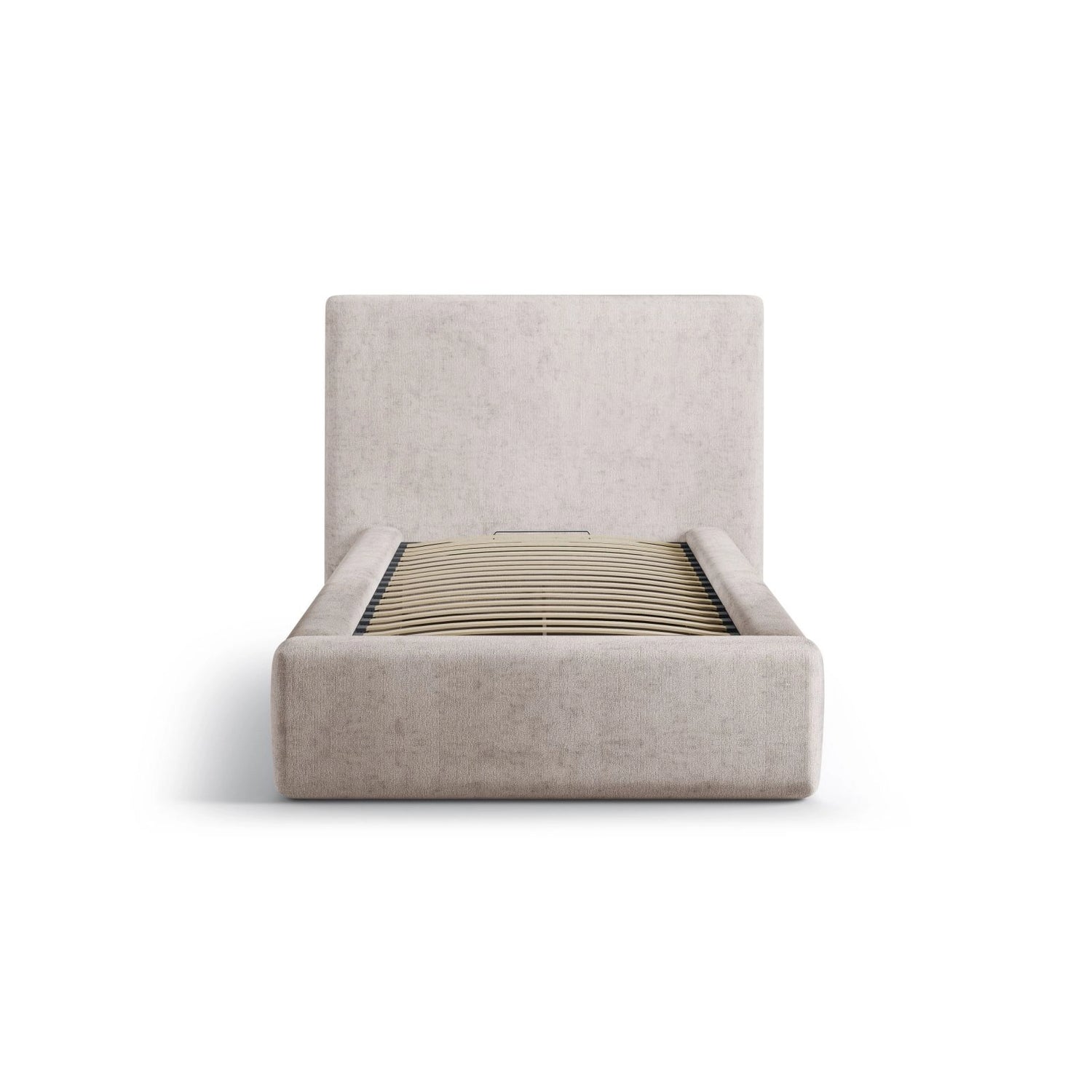 Asti Bett mit Kopfteil und Stauraum, aus Chenille (PeHa04) in Beige, 90x200 cm von Cosmopolitan Design – Bild 3