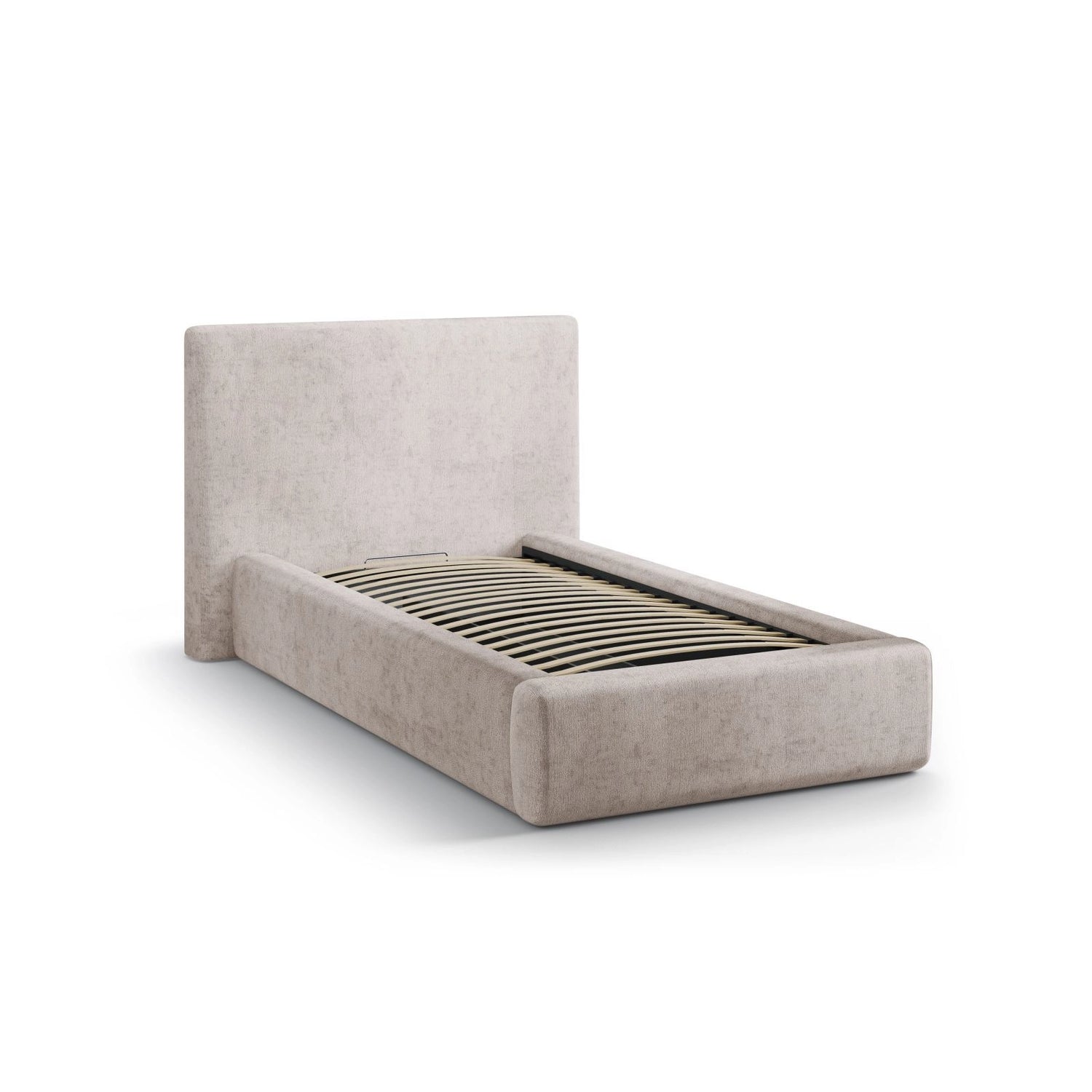 Asti Bett mit Kopfteil und Stauraum, aus Chenille (PeHa04) in Beige, 90x200 cm von Cosmopolitan Design – Bild 4