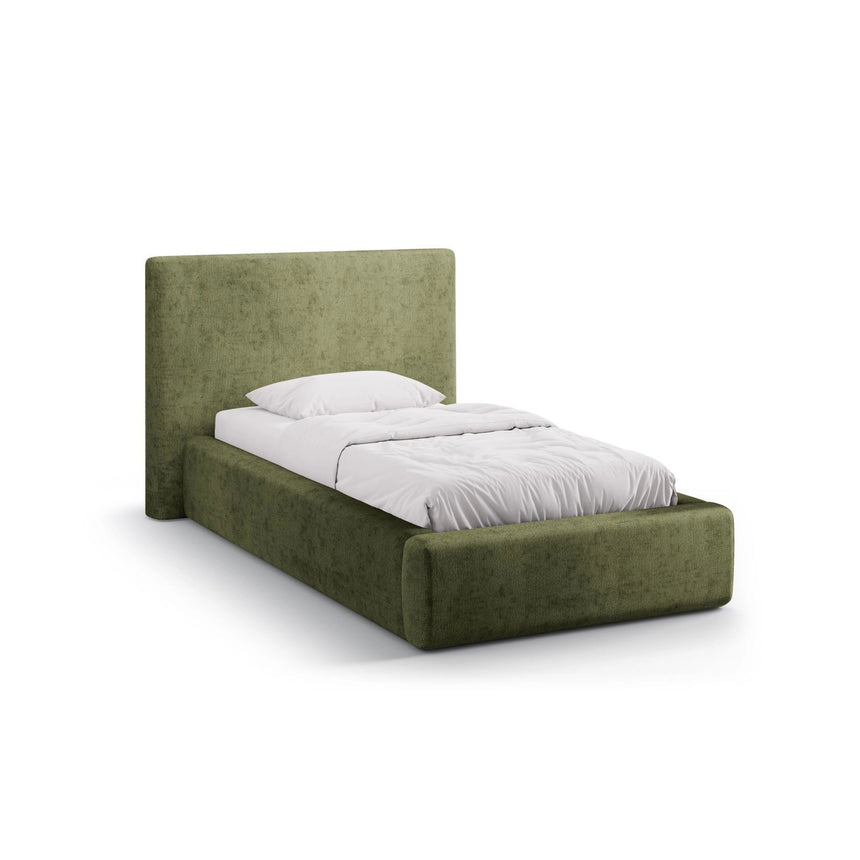 Asti Bett mit Kopfteil und Stauraum, aus Chenille (PeHa39) in Grün, 90x200 cm von Cosmopolitan Design – Bild 1