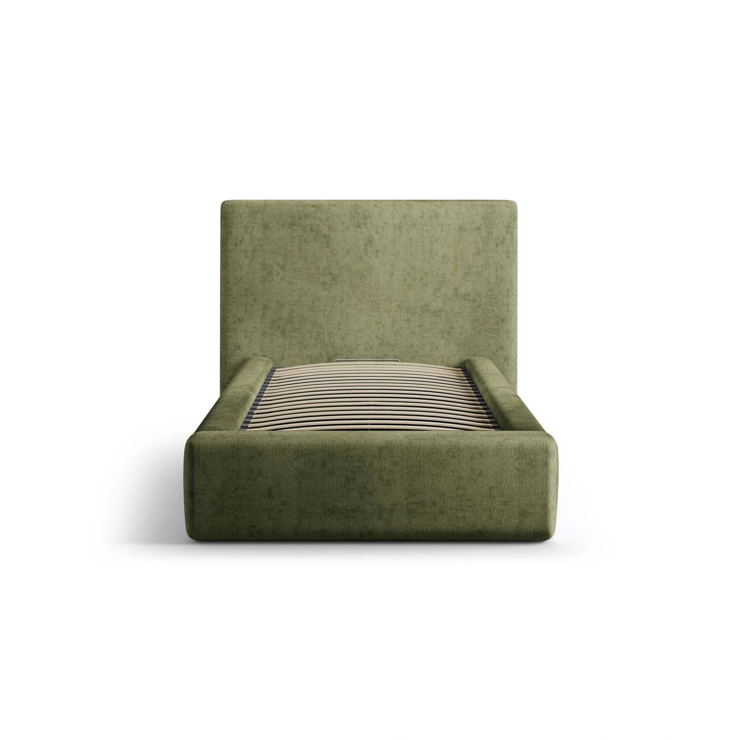 Asti Bett mit Kopfteil und Stauraum, aus Chenille (PeHa39) in Grün, 90x200 cm von Cosmopolitan Design – Bild 3