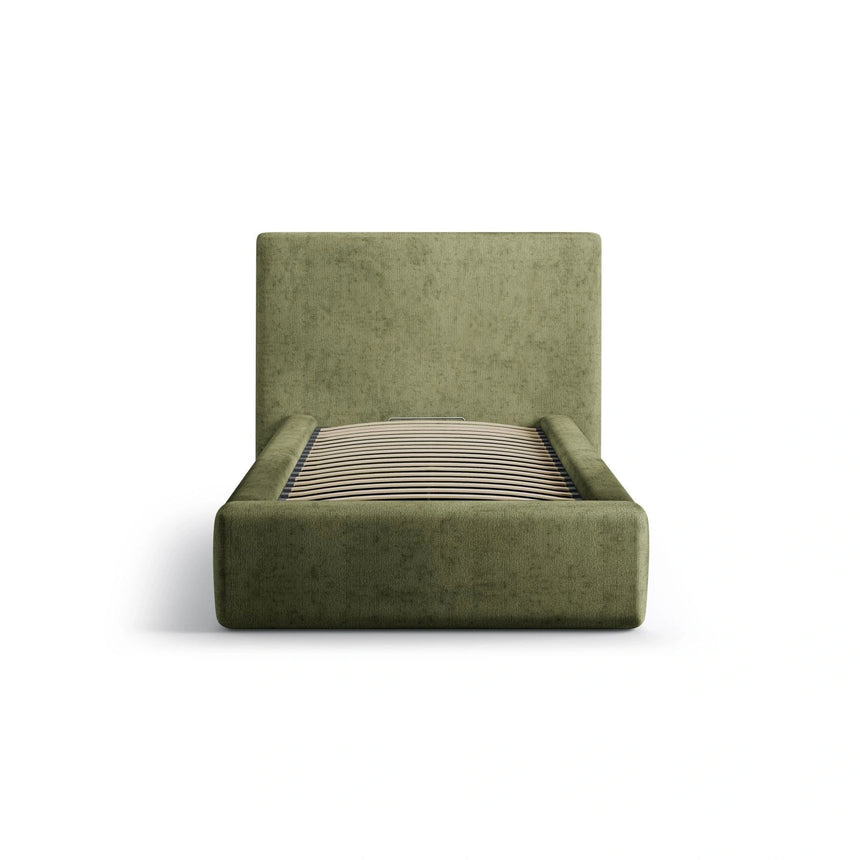 Asti Bett mit Kopfteil und Stauraum, aus Chenille (PeHa39) in Grün, 90x200 cm von Cosmopolitan Design – Bild 3