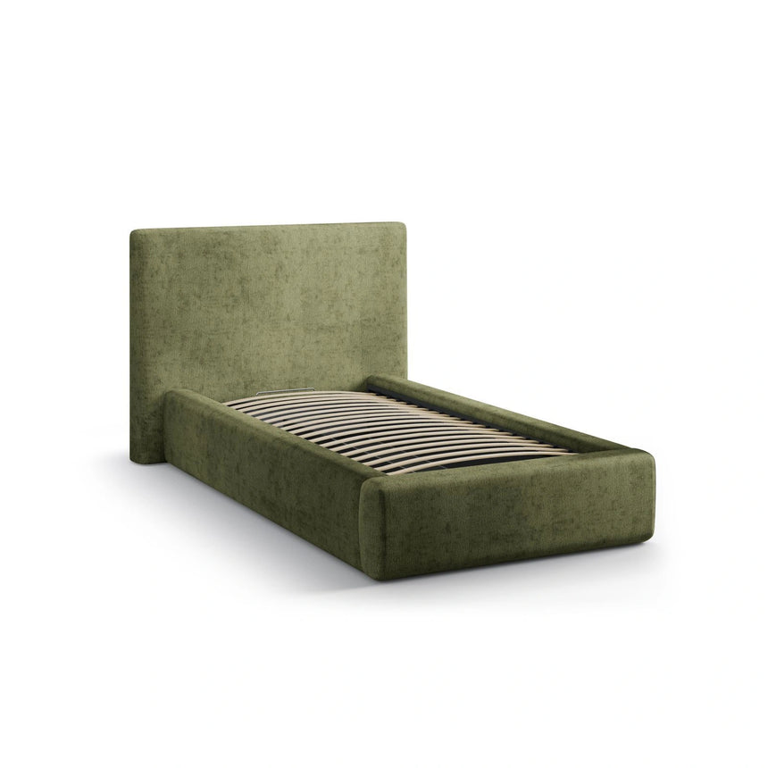 Asti Bett mit Kopfteil und Stauraum, aus Chenille (PeHa39) in Grün, 90x200 cm von Cosmopolitan Design – Bild 4