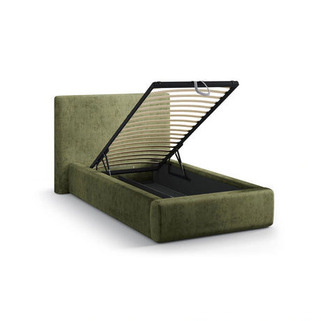 Asti Bett mit Kopfteil und Stauraum, aus Chenille (PeHa39) in Grün, 90x200 cm von Cosmopolitan Design – Bild 5